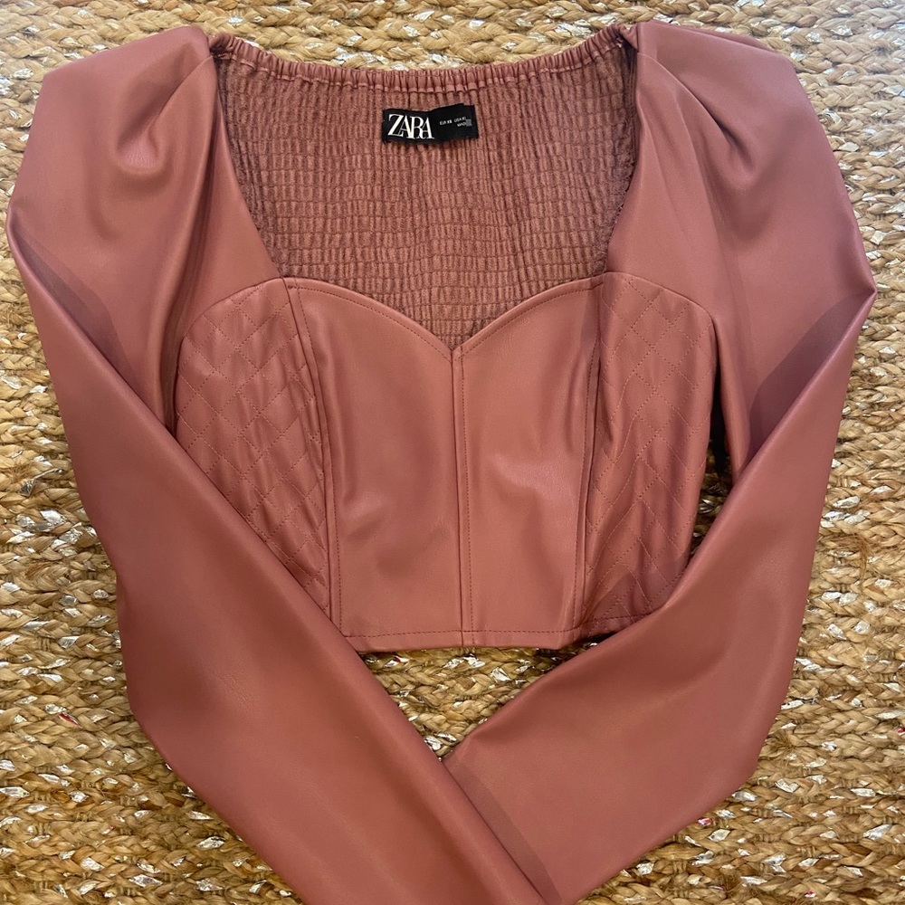 Zara Faux Leather Crop Top